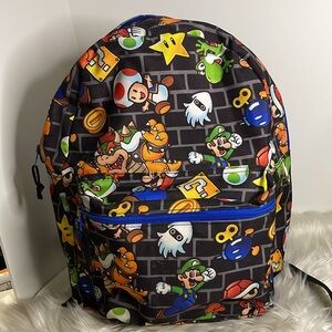 🔵NINTENDO MARIO® Black Classic Printed Mario and Friends Backpack 2018🔵